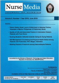 Image of Nurse Media Jurnal of Nursing Vol.8 No.1 Tahun 2018,Juni 2018